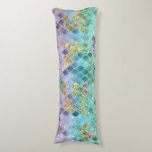 Summer Mermaid Glitter Scales #1 (Faux Glitter) Lichaamskussen (Voorkant Verticaal)