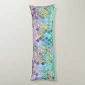 Summer Mermaid Glitter Scales #1 (Faux Glitter) Lichaamskussen (Achterkant (Verticaal))