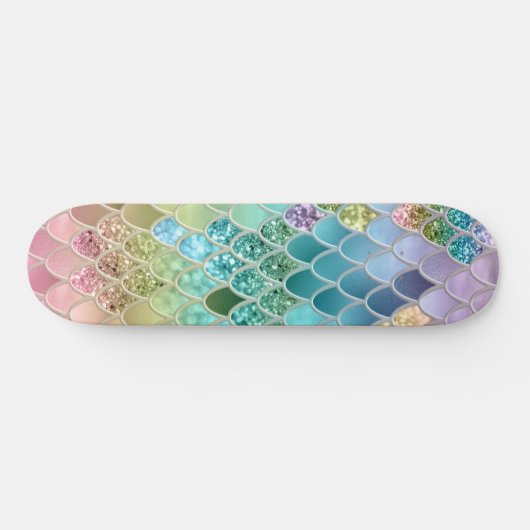 Summer Mermaid Glitter Scales #1 (Faux Glitter) Persoonlijk Skateboard (Horizontaal)