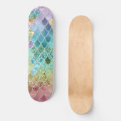 Summer Mermaid Glitter Scales #1 (Faux Glitter) Persoonlijk Skateboard (Voorkant)