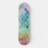 Summer Mermaid Glitter Scales #1 (Faux Glitter) Persoonlijk Skateboard (Voorkant)