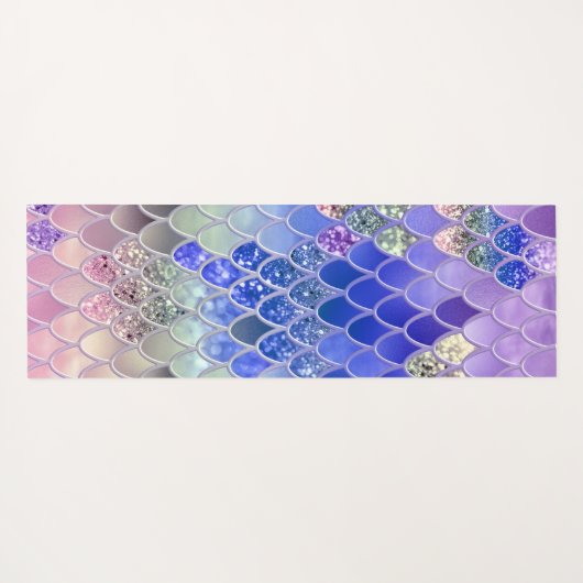 Summer Mermaid Glitter Scales #3 (Faux Glitter) Yogamat (Achterkant (horizontaal))