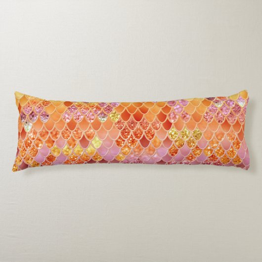 Summer Mermaid Glitter Scales #4 (Faux Glitter) Lichaamskussen (Voorkant)