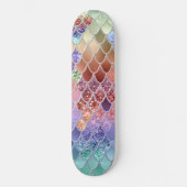 Summer Mermaid Glitter Scales #7 (Faux Glitter) Persoonlijk Skateboard (Voorkant)