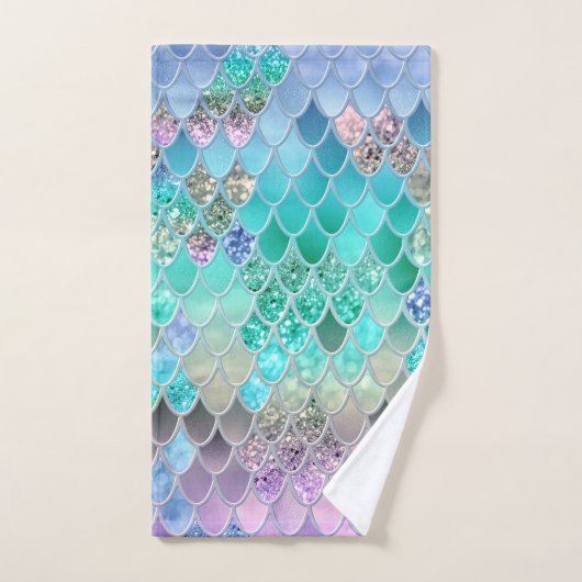 Summer Mermaid Glitter Scales #8 (Faux Glitter) Bad Handdoek (Handdoek)
