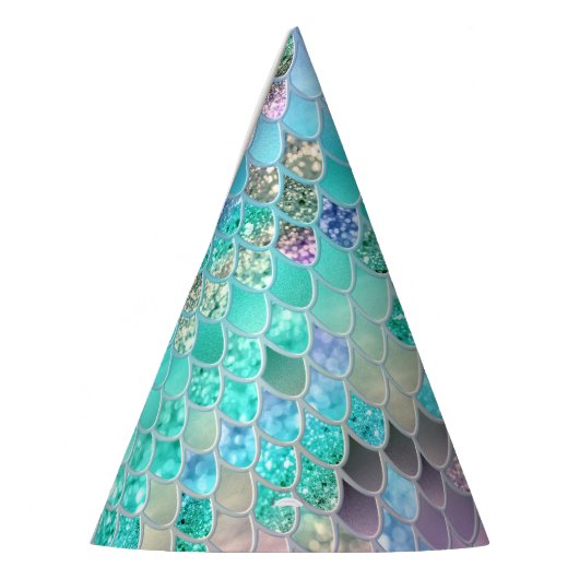 Summer Mermaid Glitter Scales #8 (Faux Glitter) Feesthoedjes (Links)