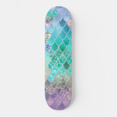 Summer Mermaid Glitter Scales #8 (Faux Glitter) Persoonlijk Skateboard (Voorkant)