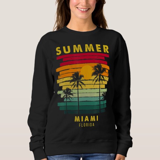 Summer Miami Florida Beach Sunset Retro Trui (Voorkant)