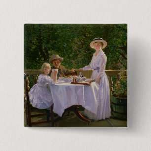 Summer middag Tea Vierkante Button 5,1 Cm