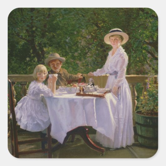 Summer middag Tea Vierkante Sticker (Voorkant)