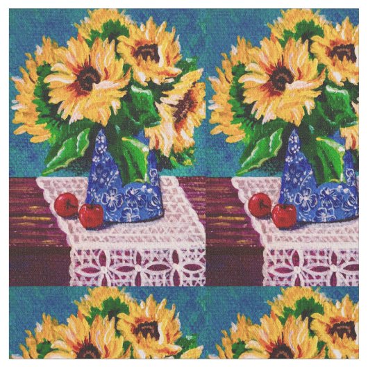 Summer Mini Sunflower en Lace Fabric Stof (Close Up)