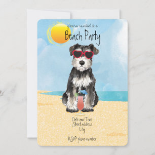Summer Miniature Schnauzer Beach Party Feestdagenkaart