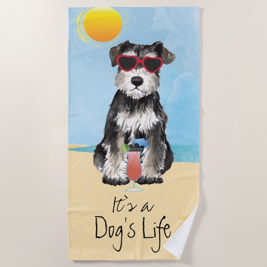 Summer Miniature Schnauzer Beach Towel Strandlaken (Voorkant)