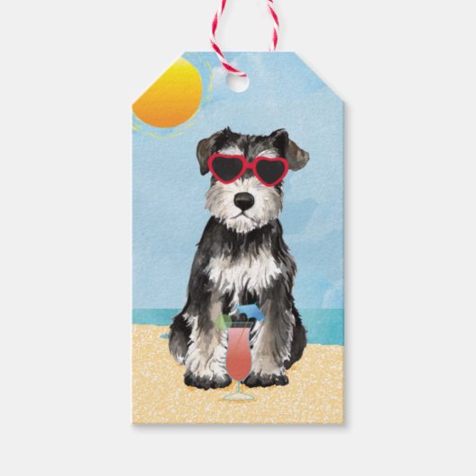 Summer Miniature Schnauzer Gift Labels Cadeaulabel (Voorkant)