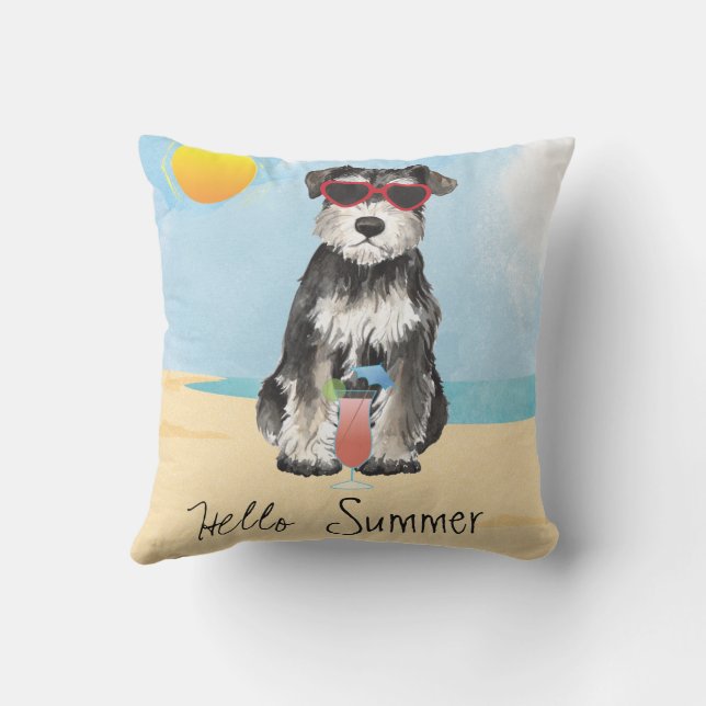 Summer Miniature Schnauzer Outdoor Pillow Buitenkussen (Achterkant)