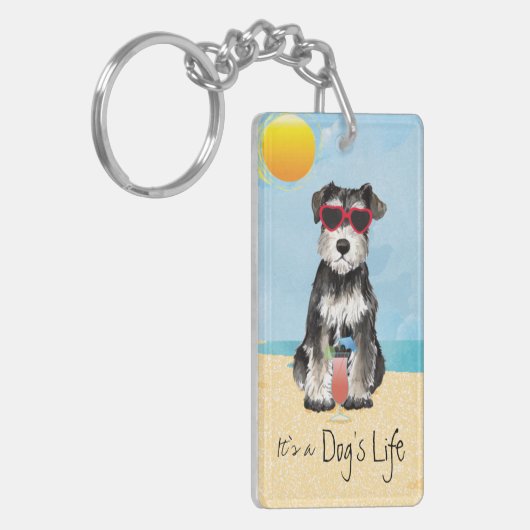 Summer Miniature Schnauzer Sleutelhanger (Voorkant Links)