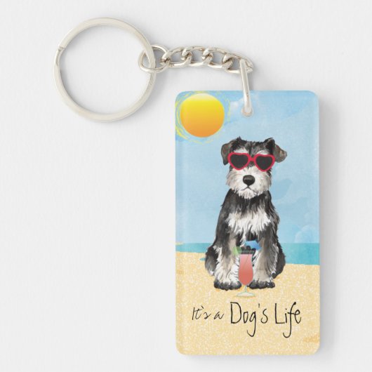 Summer Miniature Schnauzer Sleutelhanger (Voorkant)