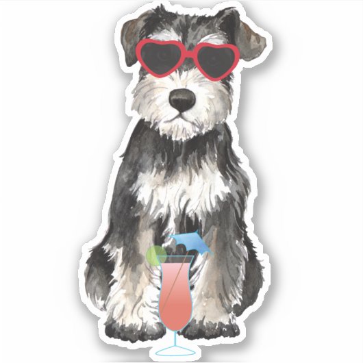 Summer Miniature Schnauzer Vinyl Sticker (Voorkant)