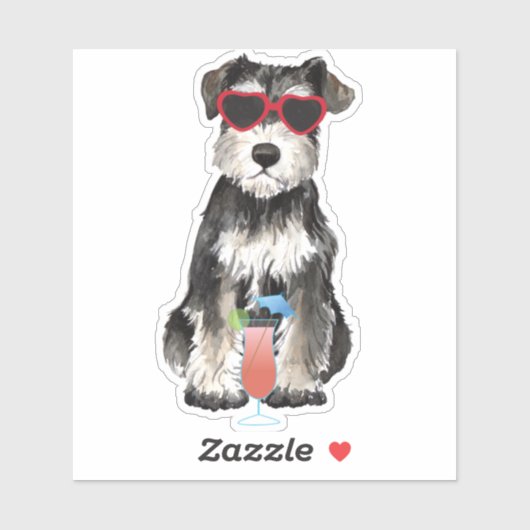 Summer Miniature Schnauzer Vinyl Sticker (Vel)