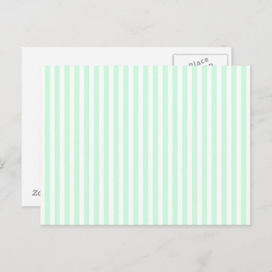Summer Mint Bleek Green Mint & White Stripe Briefkaart (Voorkant / Achterkant)