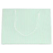 Summer Mint Bleek Green Mint & White Stripe Large Cadeautasje (Voorkant)