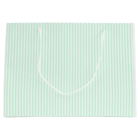 Summer Mint Bleek Green Mint & White Stripe Large Cadeautasje (Voorkant)