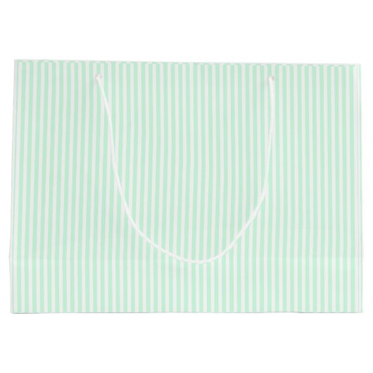 Summer Mint Bleek Green Mint & White Stripe Large Cadeautasje (Achterkant)