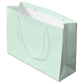 Summer Mint Bleek Green Mint & White Stripe Large Cadeautasje (Achterkant Gekanteld)