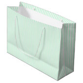 Summer Mint Bleek Green Mint & White Stripe Large Cadeautasje (Voorkant Gekanteld)
