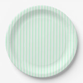 Summer Mint Bleek Green Mint & White Stripe Papieren Bordje (Voorkant)