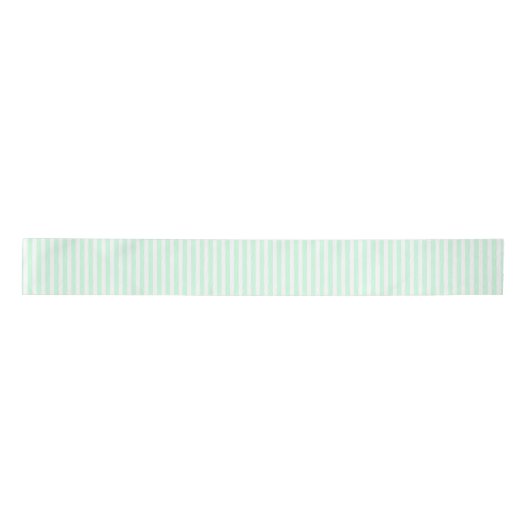 Summer Mint Bleek Green Mint & White Stripe Satijnen Lint (Voorkant)