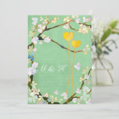 Summer Mint Green Floral Wedding Kaart (Staand voorkant)