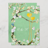 Summer Mint Green Floral Wedding Kaart (Voorkant / Achterkant)