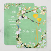 Summer Mint Green Floral Wedding Kaart (Voorkant / Achterkant)