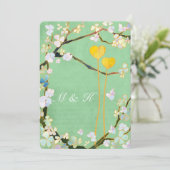 Summer Mint Green Floral Wedding Kaart (Staand voorkant)