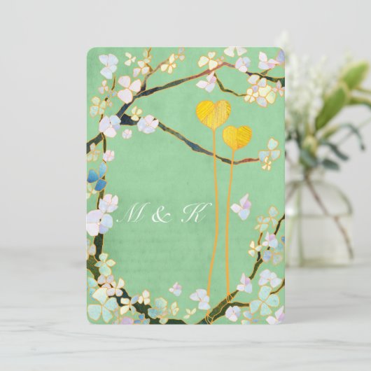 Summer Mint Green Floral Wedding Kaart (Staand voorkant)