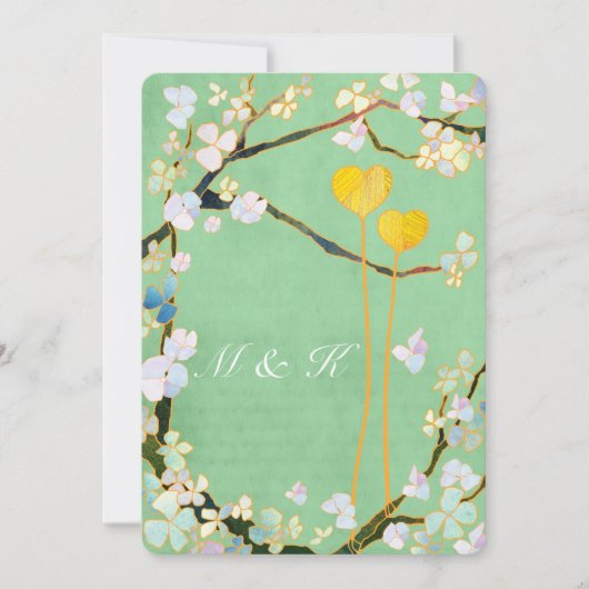 Summer Mint Green Floral Wedding Kaart (Voorkant)