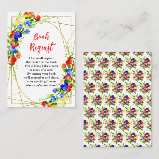 Summer Mixed Berries Baby Shower Book Request Informatiekaartje (Voorkant / Achterkant)