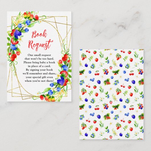 Summer Mixed Berries Baby Shower Book Request Informatiekaartje (Voorkant / Achterkant)