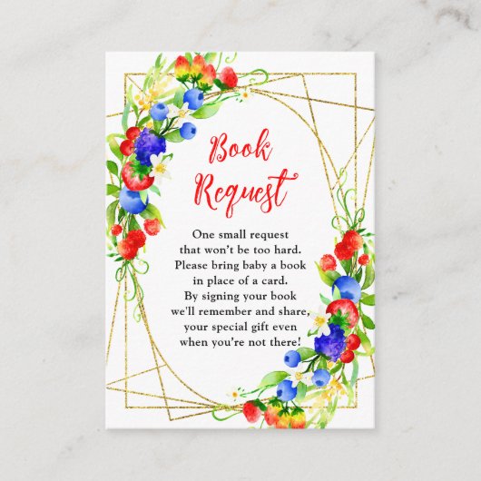 Summer Mixed Berries Baby Shower Book Request Informatiekaartje (Voorkant)