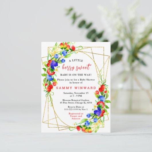 Summer Mixed Berries Baby Shower Briefkaart (Staand voorkant)