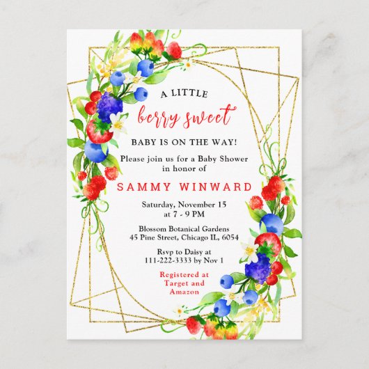 Summer Mixed Berries Baby Shower Briefkaart (Voorkant)