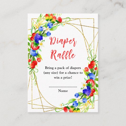 Summer Mixed Berries Baby Shower Diaper Raffle Informatiekaartje (Voorkant)