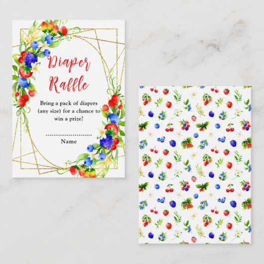 Summer Mixed Berries Baby Shower Diaper Raffle Informatiekaartje (Voorkant / Achterkant)
