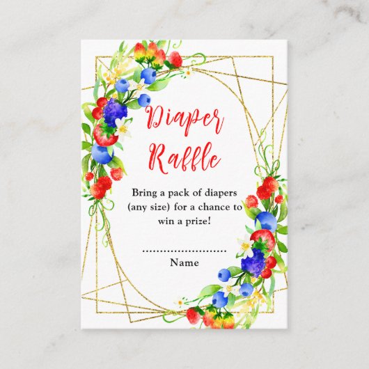 Summer Mixed Berries Baby Shower Diaper Raffle Informatiekaartje (Voorkant)