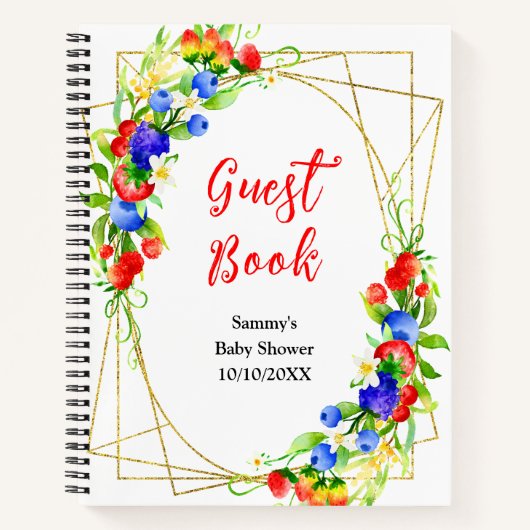 Summer Mixed Berries Baby Shower Guest Book Notitieboek (Voorkant)