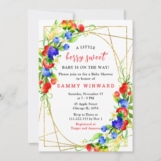 Summer Mixed Berries Baby Shower Kaart (Voorkant)