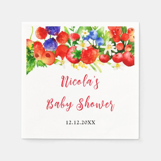 Summer Mixed Berries Baby Shower Servet (Voorkant)