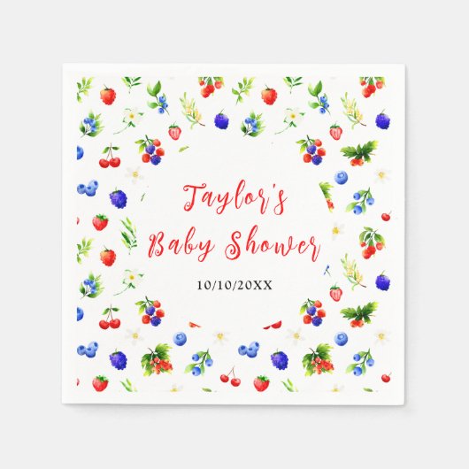 Summer Mixed Berries Baby Shower Servet (Voorkant)