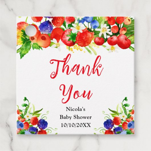 Summer Mixed Berries Baby Shower Thank You Bedankjes Labels (Voorkant)